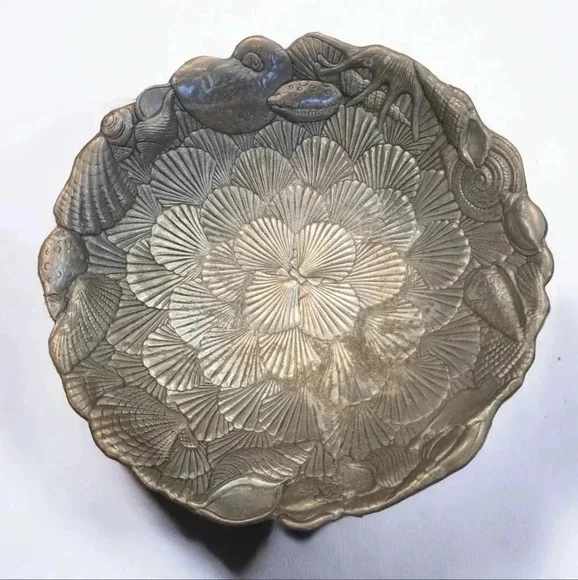 Arthur Court Large Aluminum Salad bowl With Utensils 14" - Picture 2 of 9